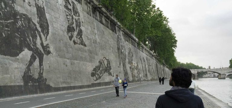 triumph and laments street art roma tevere